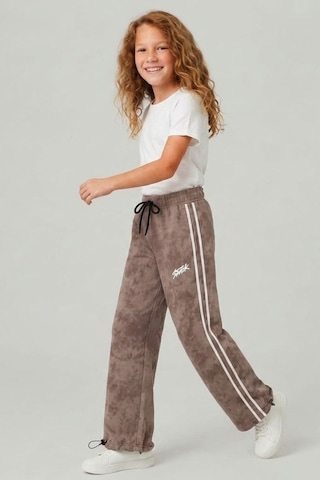 Pina Kids Kız Çocuk Beli İpli Rahat Kesim Paça Ayarlanabilir Lastikli Eşofman Altı Esf7012 Kahverengi