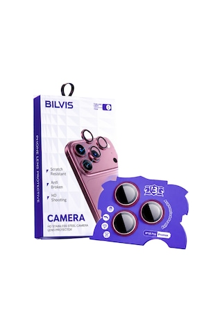 Apple Uyumlu iPhone 18 Pro Max Bilvis Titan Kamera Lens - Bordo Şeffaf