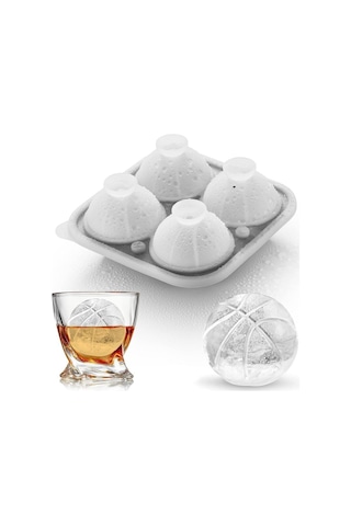 Silikon Basketbol Buz Küpü Eğlenceli Şekiller, Yenilikçi Basketbol Hediyeleri, 2.2" Büyük El Sanatları Yuvarlak Küre Buz Topu Kalıpları Oyun Günü, Viski, Kokteyller, Burbon İçin