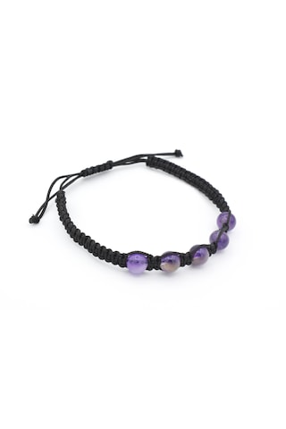 Murty99 Hakiki Makrome Model Doğal Ametist Taşı Bileklik 003 Mor