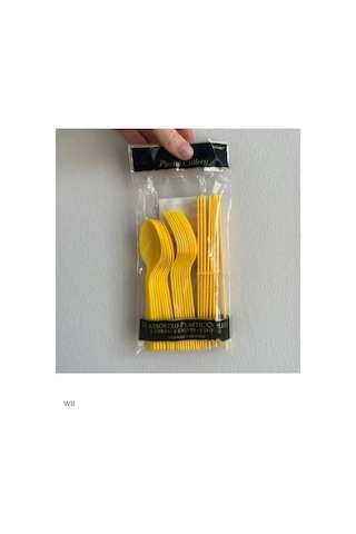 Plastikovye Odnorazovye Pribory: Vilka, Noz, Lozka Plastik Tek Kullanımlık Sarı Çatal Bıçak Takımı 24 Parça 91173034 25