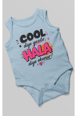 Morivokids Cool Diye Yazılır Hala Diye Okunur Sıfır Kol Bebek Body %100 Pamuk Bebe Mavisi