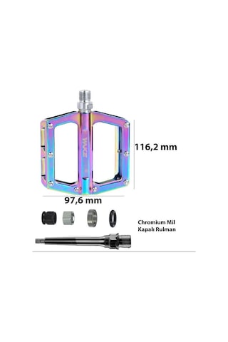 Wake Alüminyum Rulmanlı Platform Pedal Rainbow Bisiklet Pedalı Çivili Freeride Pedal Oilslick