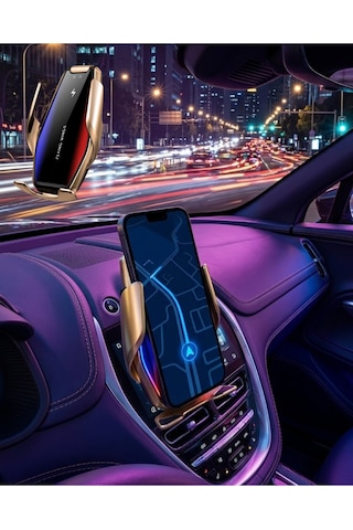 Otomatik Sensörlü Araç Telefon Tutucu Kablosuz Şarj Özellikli 360 Derece Döner A