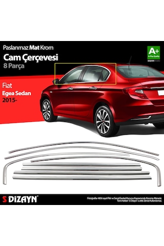 S-dizayn Fiat Egea Sd Krom Cam Çerçevesi 8 Prç. 2015 Üzeri Mat Krom