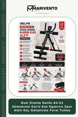 Özel Üretim Relife Av-01 Abdomınal Karın Kas Egzersiz Spor Aleti Güç Geliştirme Form Tutma