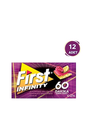 First Infinity 60 Dakika Ahududu & Limon Aromalı Şekersiz Sakız 12'li