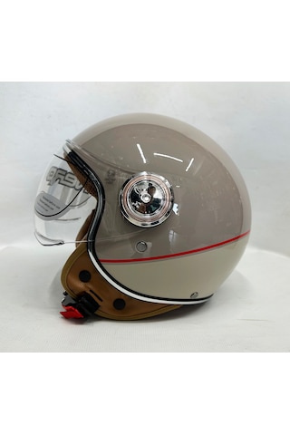 Nero Tk-06 Şefaf Vizörlü Yarım Açık Kask Parlak Bej