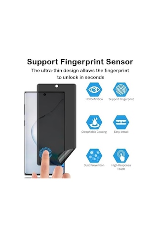 Galaxy Note 10 Privacy Hayalet Ekran Koruyucu 2 Adet - 9h Seramik Cam, Yan Görünme Engelleyici, Tam Kaplama