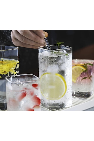 Finehome Trend Kare Borasilikat Meşrubat Bardağı 4 Adet