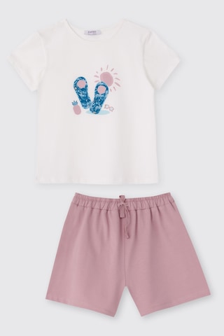 Panço Kız Çocuk Şort Tişört 2'li Pembe Alt Üst Takım 2611gk17010