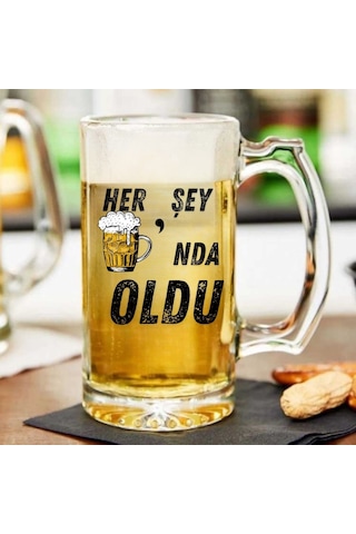 "her Şey Biranda Oldu Tasarım Bira Bardağı Mizahi Hediyelik Cam Bira Bardağı"