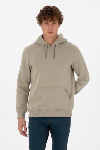 U.S. Polo Assn. Erkek Regular Fit Kapüşonlu Şardonlu Açık Haki Basic Sweatshirt 50315582-VR183