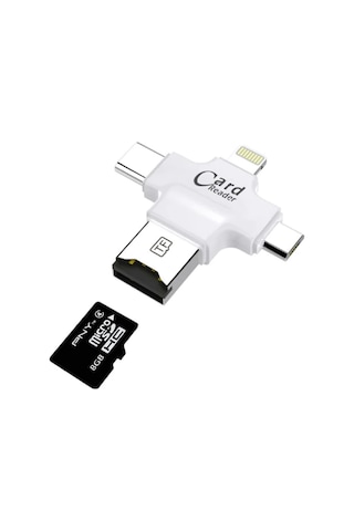 Card Reader 4ın1 Type-c- iPhone Uyumlu Lightning-micro Usb Hafıza Kart Okuyucu- 5775