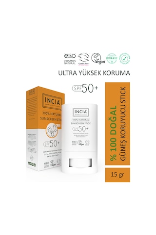 Incıa Doğal Mineral Filtreli Stick Güneş Koruyucu SPF50+ 15 G