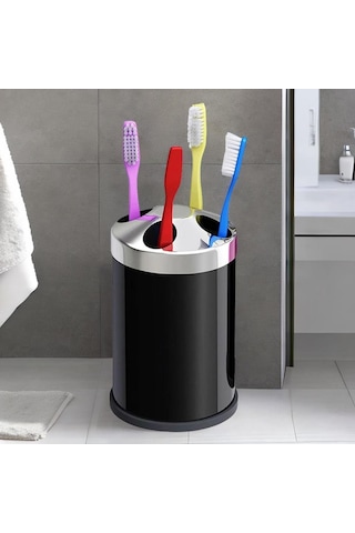 Badem10 Set Üstü Diş Fırçalık Banyo Metal Diş Fırçası Kabı Kutusu Siyah Çok Renkli