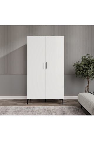 Şipal Çekmeceli 2 Kapılı 6 Bölmeli Beyaz Elbise Dolabı