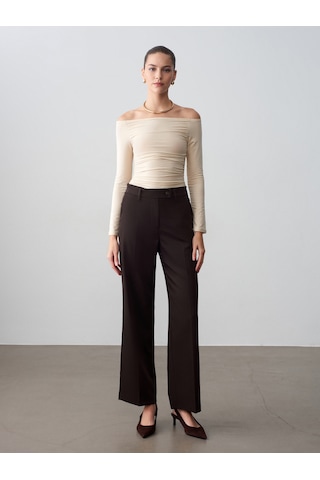 Dilvin 72658 Orta Bel Kumaş Pantolon-kahve