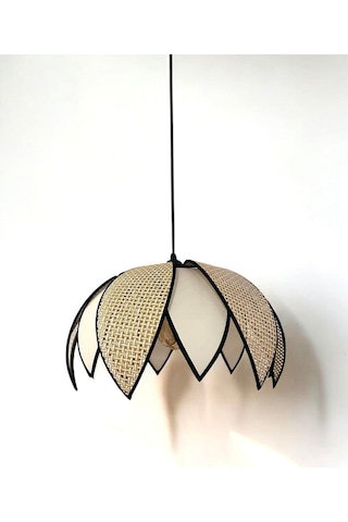 Modern Hazeran Görünümlü Çift Yapraklı Çiçek Şeklinde Bohem Rustik Avize - Bej Bej