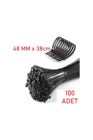 Plastik Cırt Kelepçe 4.8X300 Siyah 100 Ad - Kablo Bağı Siyah