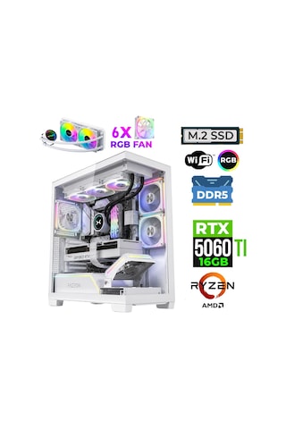 Xaser FADE X120 R5-7500X3D 32 GB 1 TB M.2 NVMe SSD 16 GB RTX5060Ti Free Dos Masaüstü Oyuncu Bilgisayarı