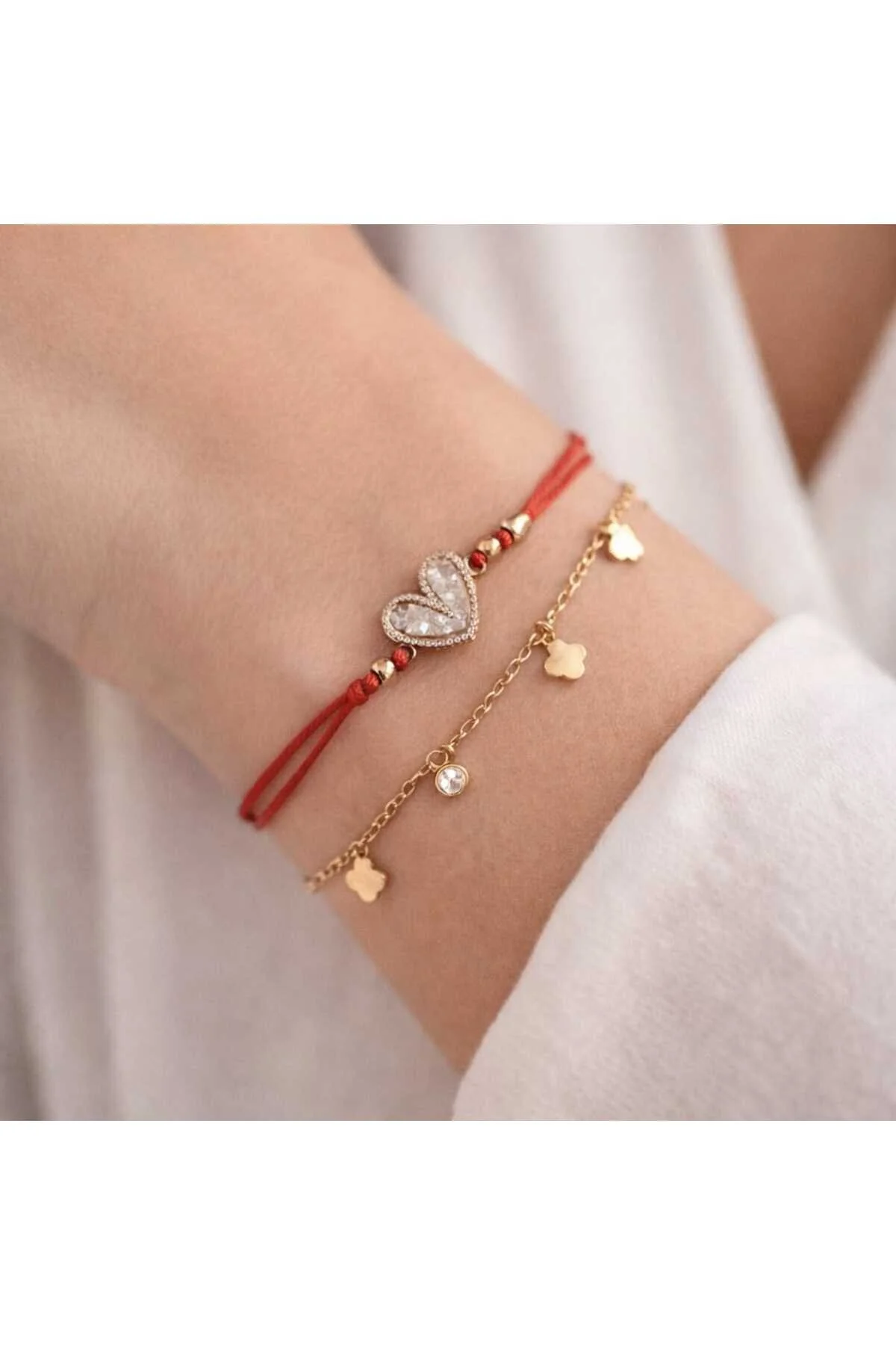 Banum Luxury Şans Ve Aşk Kombini 2lı Bileklik Set Altın