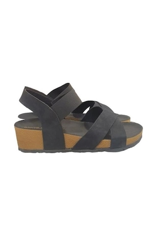 Pierre Cardin Üstü Ayarlı Lastikli Dolgu Topuk Bayan Sandalet 001