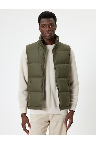 Koton Şişme Yelek Slim Fit Dik Yaka Haki 5wam20045hw Haki