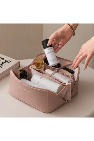 Müstesna Pu Deri Seyehat Makyaj Çantası