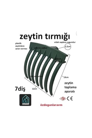 Dogant Zeytin Toplama Tırmığı, 7 Diş, 13cm, Yeşil, Plastik
