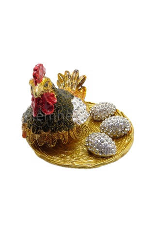 Swarovski Taşlı Yumurtalı Tavuk - Gizli Hazneli Masaüstü Hediyeli