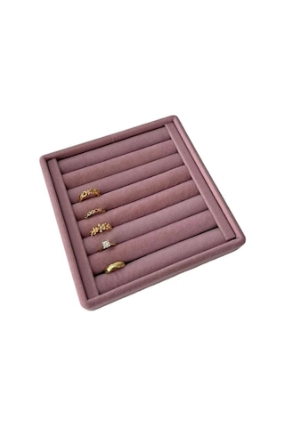 Yerli Üretim Süet Kumaş Pembe Renk 15 Cm / 15 Cm Yüzük Sergileme Standı Çok Renkli