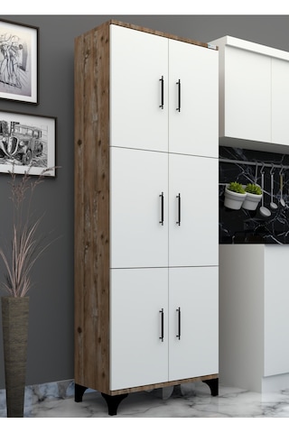 % 100 Mdf 6 Kapaklı Çok Amaçlı Kiler, Banyo, Ayakkabılık, Balkon Dolap Kapaklar:beyaz Parlak--gövde Sümla