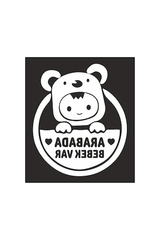 24x28 Cm Arabada Bebek Var Sticker, Cam İçin