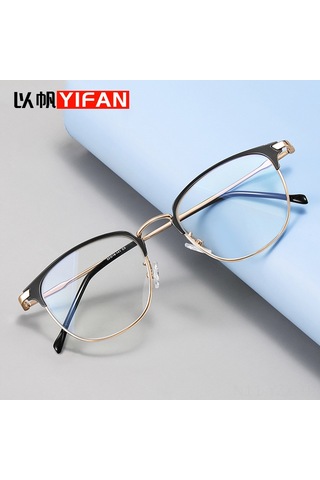 Yaozixa Erkekler İçin Gündelik İş Görüşmeleri Retro Metal Gözlük Çerçevesi - Siyah Altın, Mavi Işık Engelleme Lensli, Moda Ve Fonksiyonel Beyaz