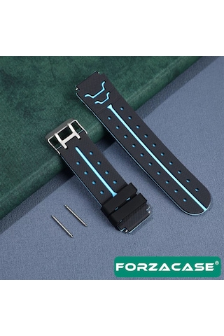 Forzacase 16mm Akıllı Çocuk Saatleri İle Uyumlu Çift Renk Şık Silikon Kordon Kayış - Fc889 Mavi