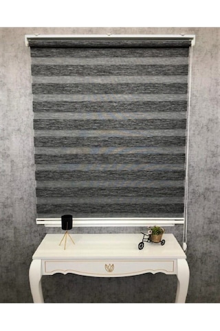 Bambu Raks Koyu Gri Zebra Perde Koyu Gri