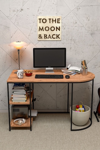 Çalışma Masası 125 Cm Bilgisayar Masası Çok Amaçlı Makyaj Masası Ofis Masası Yemek Masası Atlantik Kahverengi