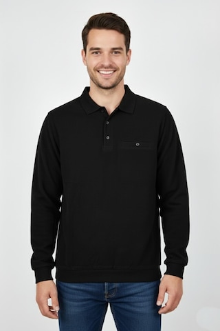 Dynamo Erkek Polo Yaka Cepli Selanik Sweatshirt Regular Kalıp Bgl-st04923 Siyah
