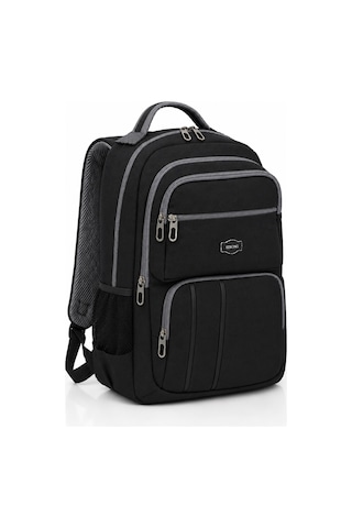 Unisex Kanvas Kumaş Laptop Bölmeli Okul Çantası , Günlük Spor Seyahat Sırt Çantası Siyah