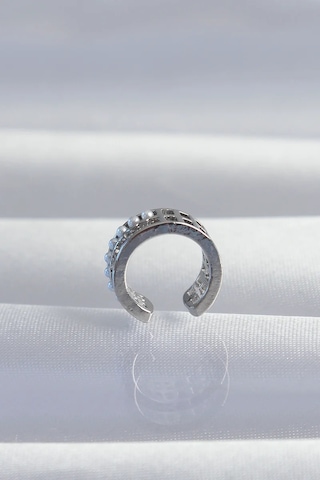 Pirinç Gümüş Renk İncili Baget Taşlı Earcuff Küpe Eb-53-vice/ 1395 3100 Çok Renkli