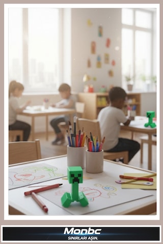 Monbc Minecraft Creeper Mini Figür 3d Tasarım Dekoratif Biblo, Hediyelik Ve Ev Ofis İçin Şık Aksesuar