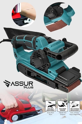 Assur Plus 900W Elektrikli Vakumlu Tozsuz Cila Özellikli Tank Zımpara Makinesi - 2849
