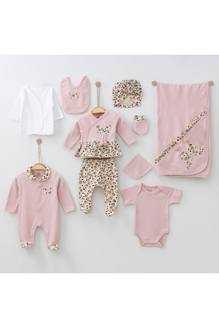 Minicayzen Bebe Kelebekli Leopar Desenli Yeni Doğan Kız Bebek Has Pudra