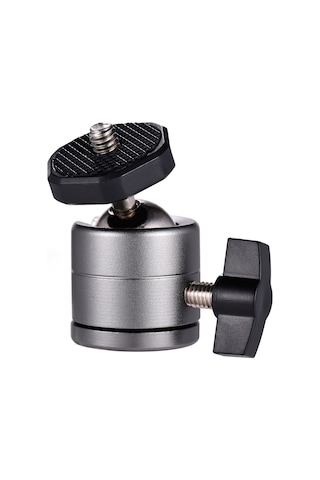 Geeroyoo Gri Alüminyum Mini Kafa, 360 Dönüşlü, 1/4" Vida, Fotoğraf Kamera Ve Kamkorder İçin Tripod Uyumlu Aksesuar