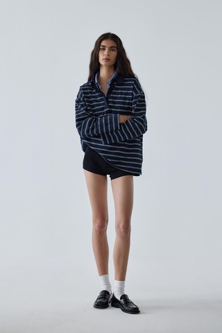 Suud Collection Lacivert Çizgili Polo Yaka Tişört