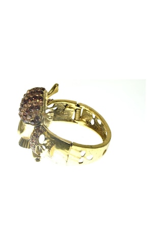 Hdmarketim Otantik Swarovski Taşlı Kurukafa Kelepçe Metal Bileklik 5489 Altın