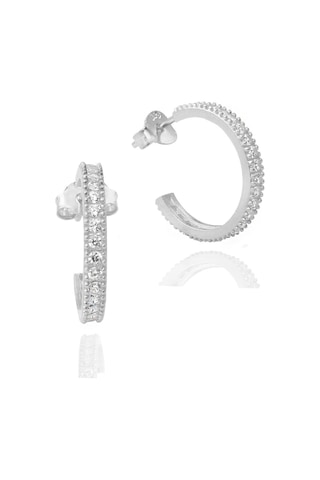 Brezza Lusso Jewelry Tamtur Işıltı Dizilim Night Kadın Gümüş Küpe 18 Mm