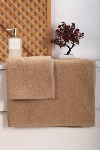 2 Parça Kadın / Erkek Banyo Duş Hamam Havlu Seti 90x150 Cm %100 Pamuklu Kahverengi