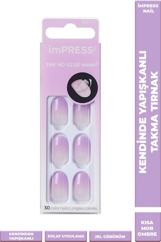 İmpress Color Kendinden Yapışkanlı Takma Tırnak Kısa Ombre Mor